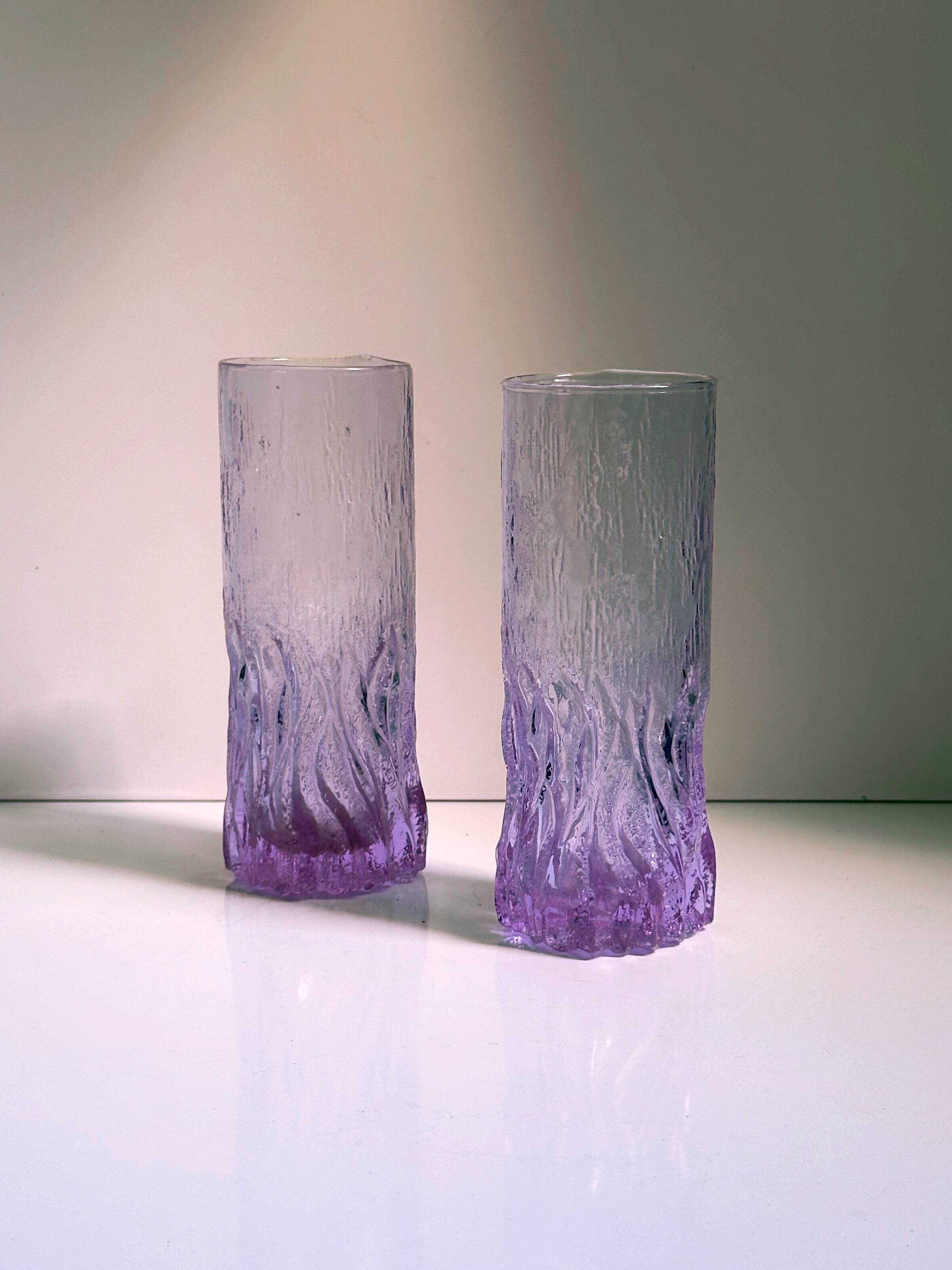 6 Alexandrite Longdrink Glasses - Space Age 1970s Italy