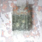 Vesta wall light in striped raw crystal with satin stainless steel support by Albano Poli for Poliarte.