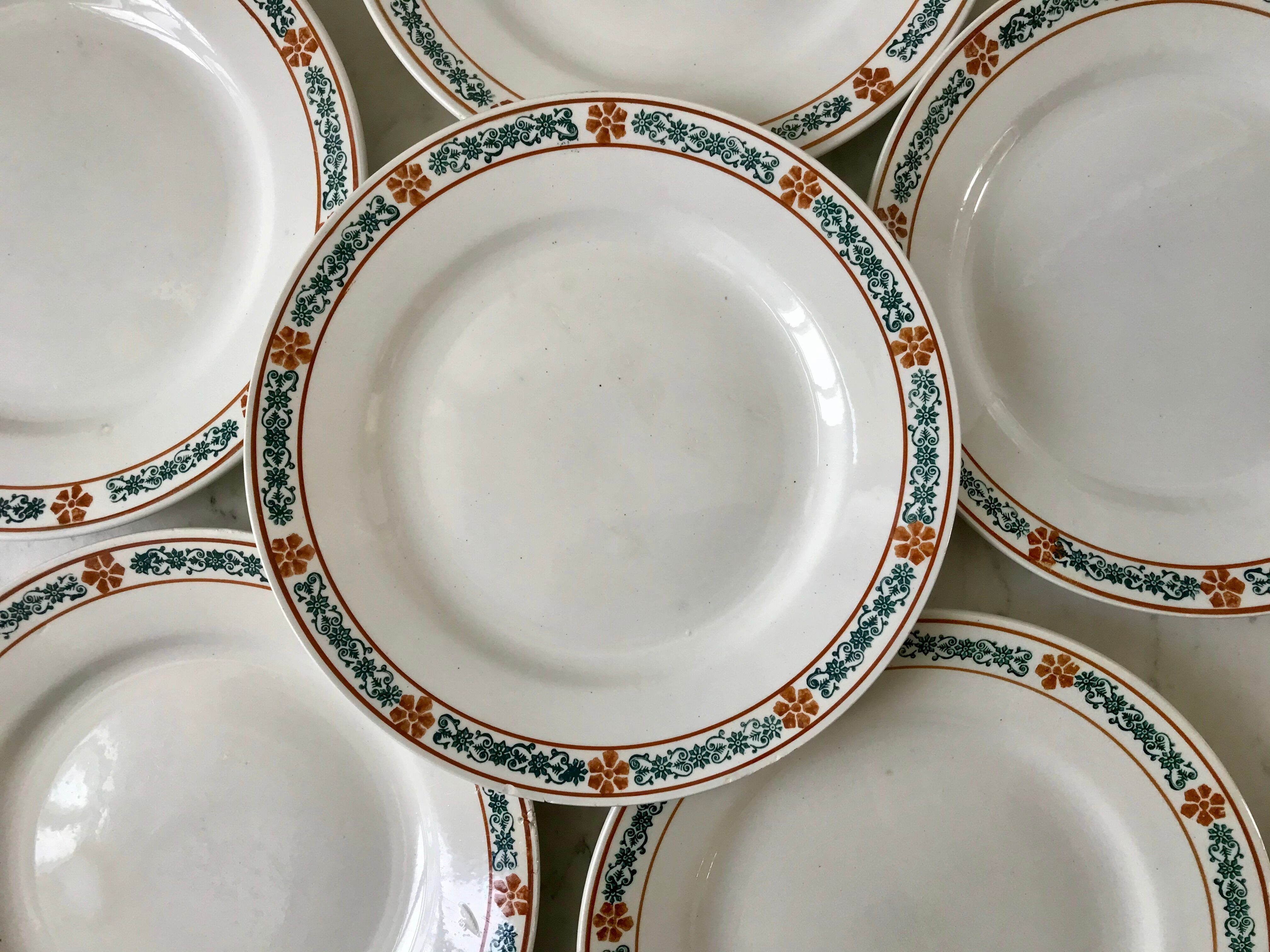 lot of 6 hollow plates Terre de Fer St Amand model "Molière" XXth