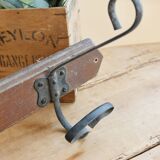 Vintage wooden wall hook – 3 metal hooks