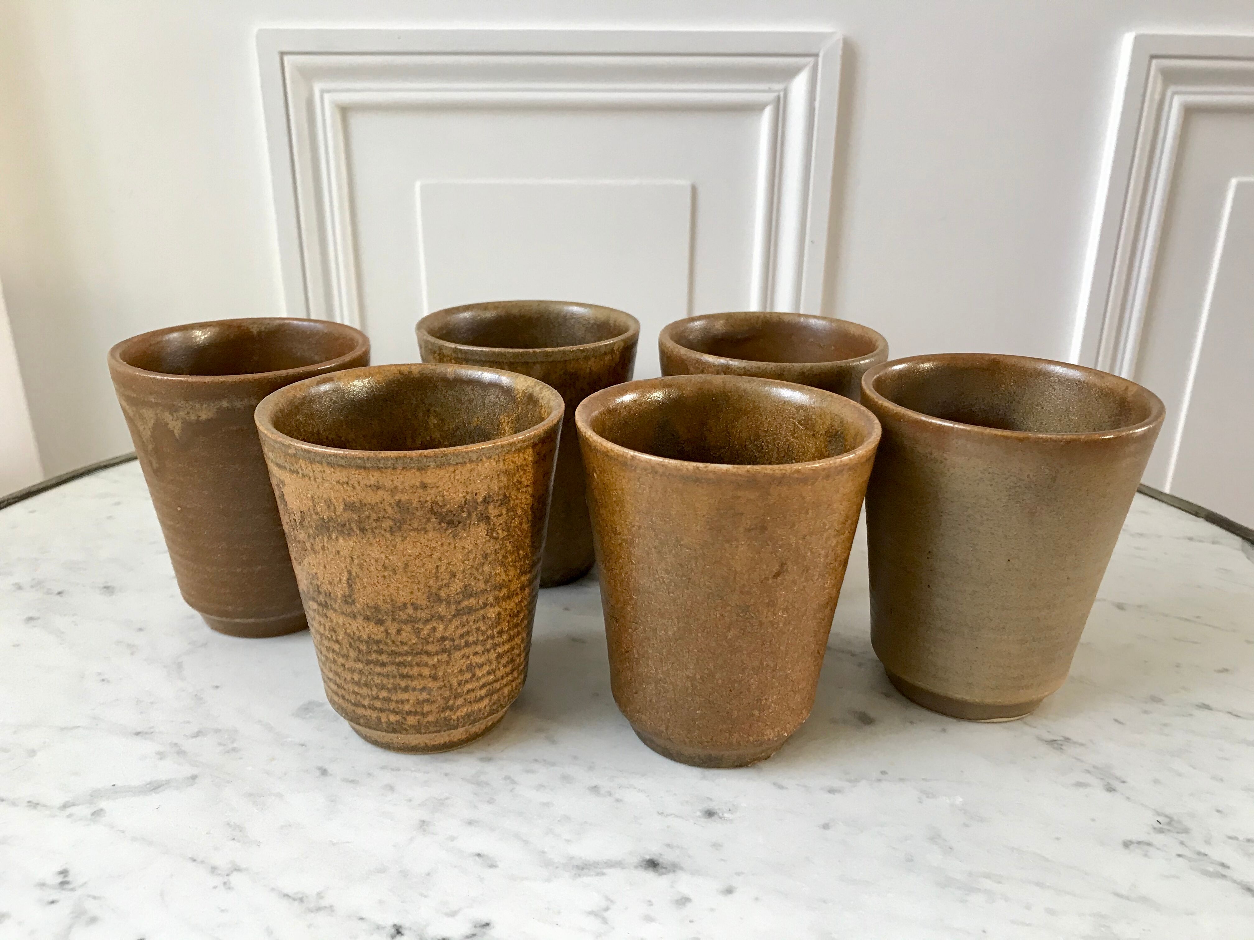 Set of 6 digoin Sarreguemines sandstone glasses