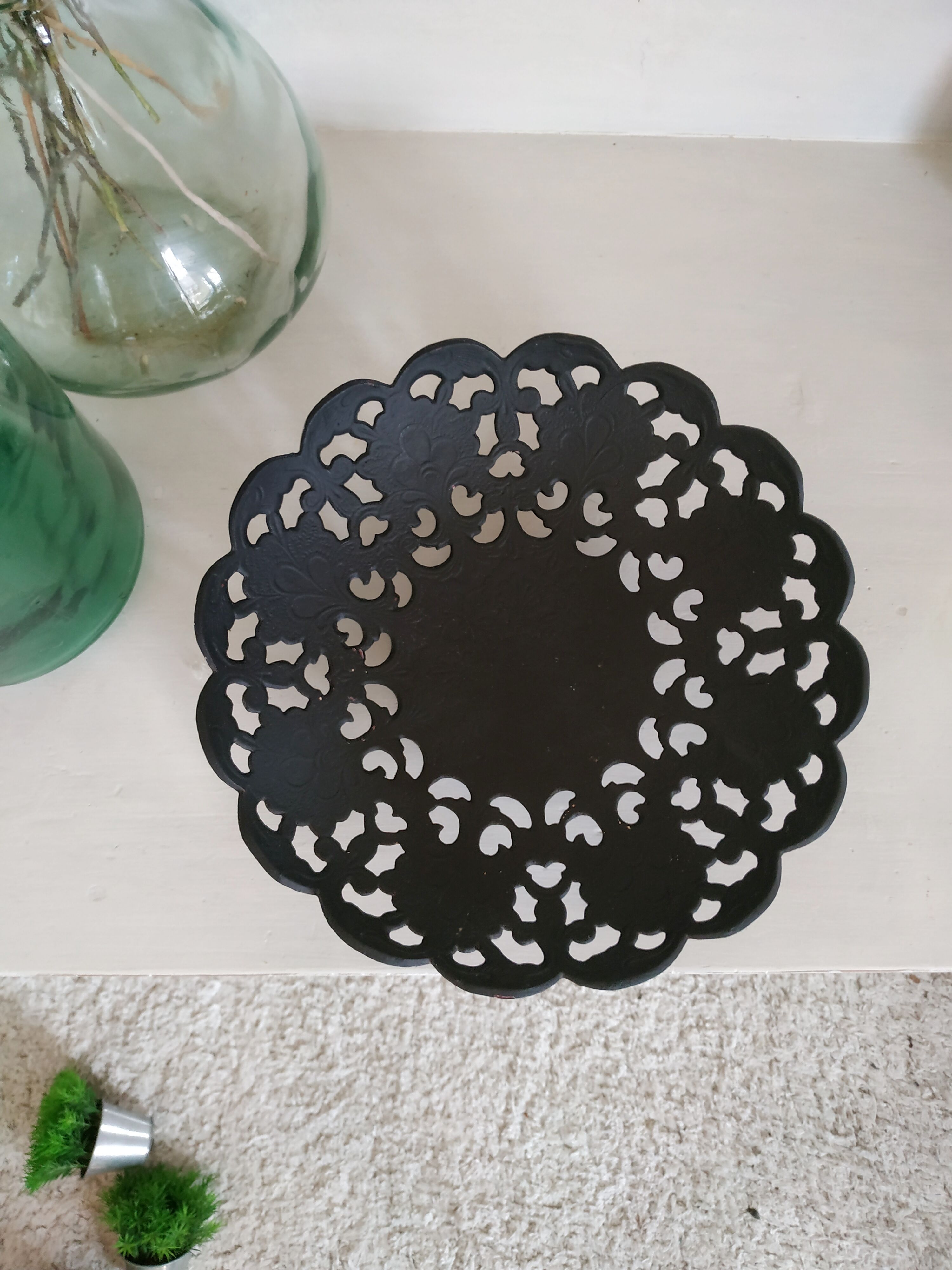 Old black metal tray