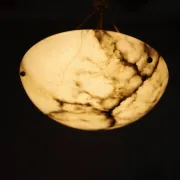 Art Deco Alabaster Pendant Light, Hand-Carved, 1920s