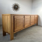 Large sideboard Regain in solid elm wood XXL 4 doors 70s