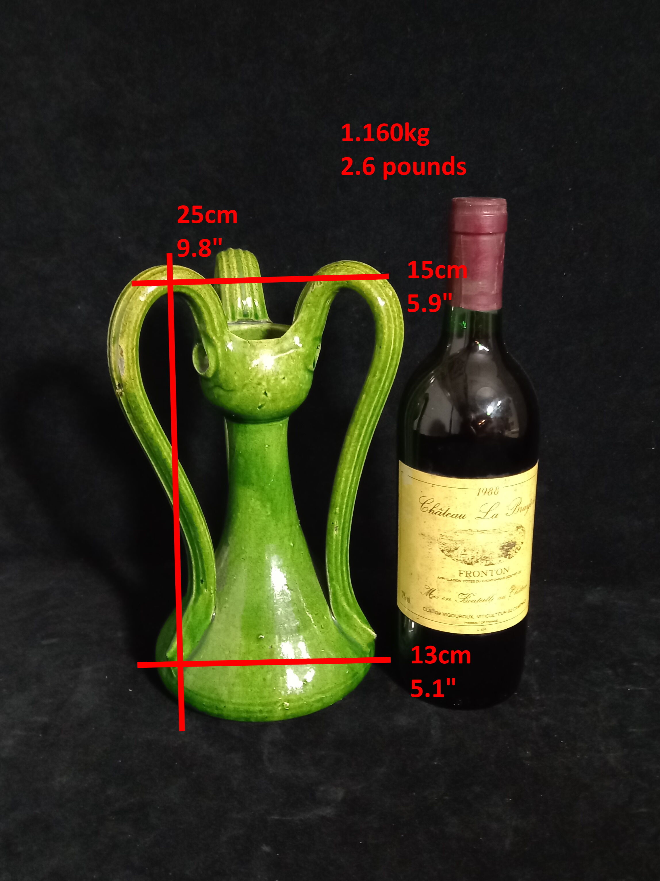 Vase art nouveau en grès avec trois anses voûtées