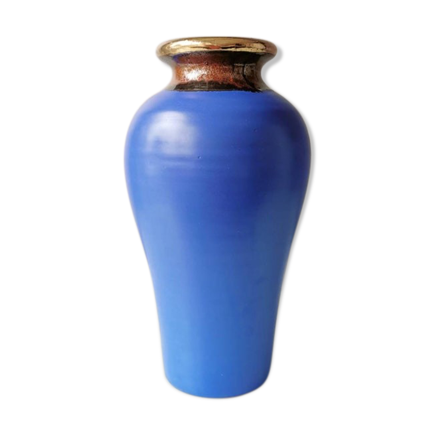 Blue vase in vintage earthenware, 80s