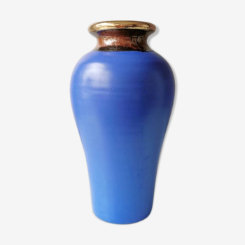 Blue vase in vintage earthenware, 80s