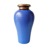 Vase bleu en faïence vintage, années 80
