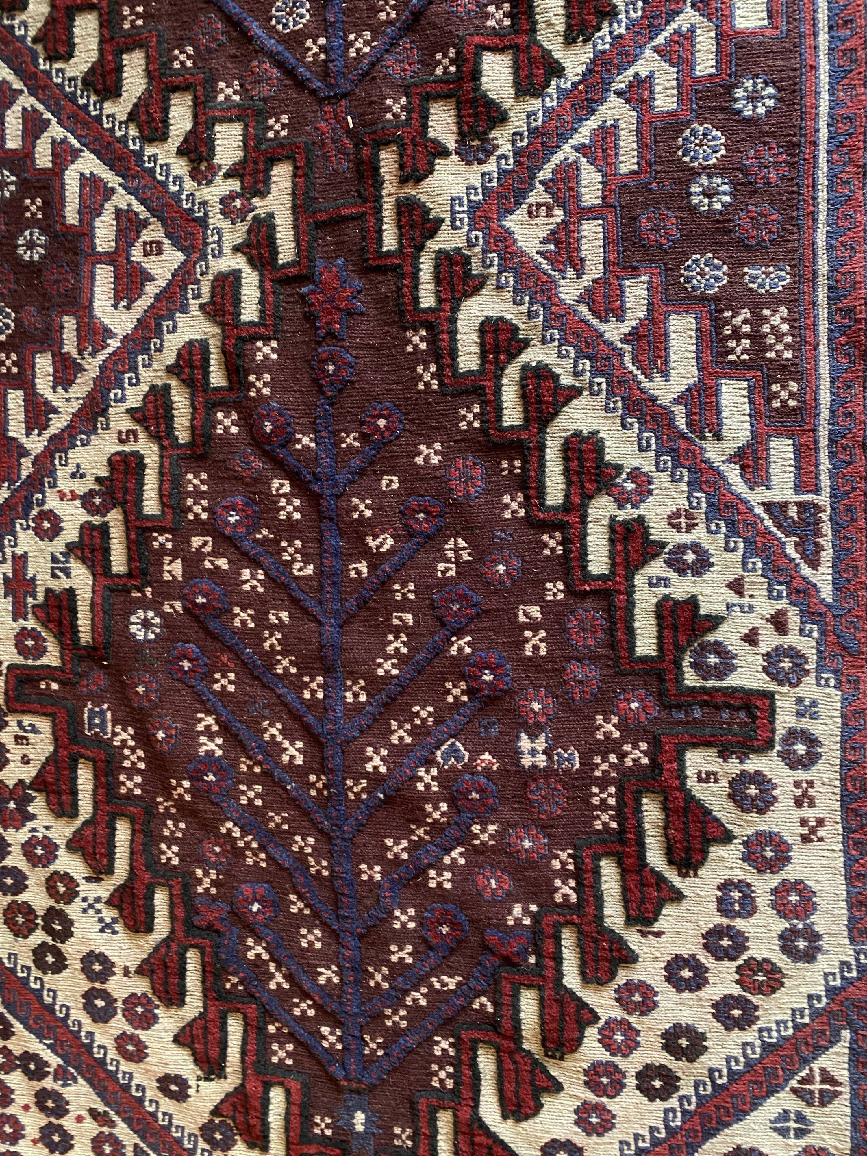 Old Afghan wool rug 270x186cm