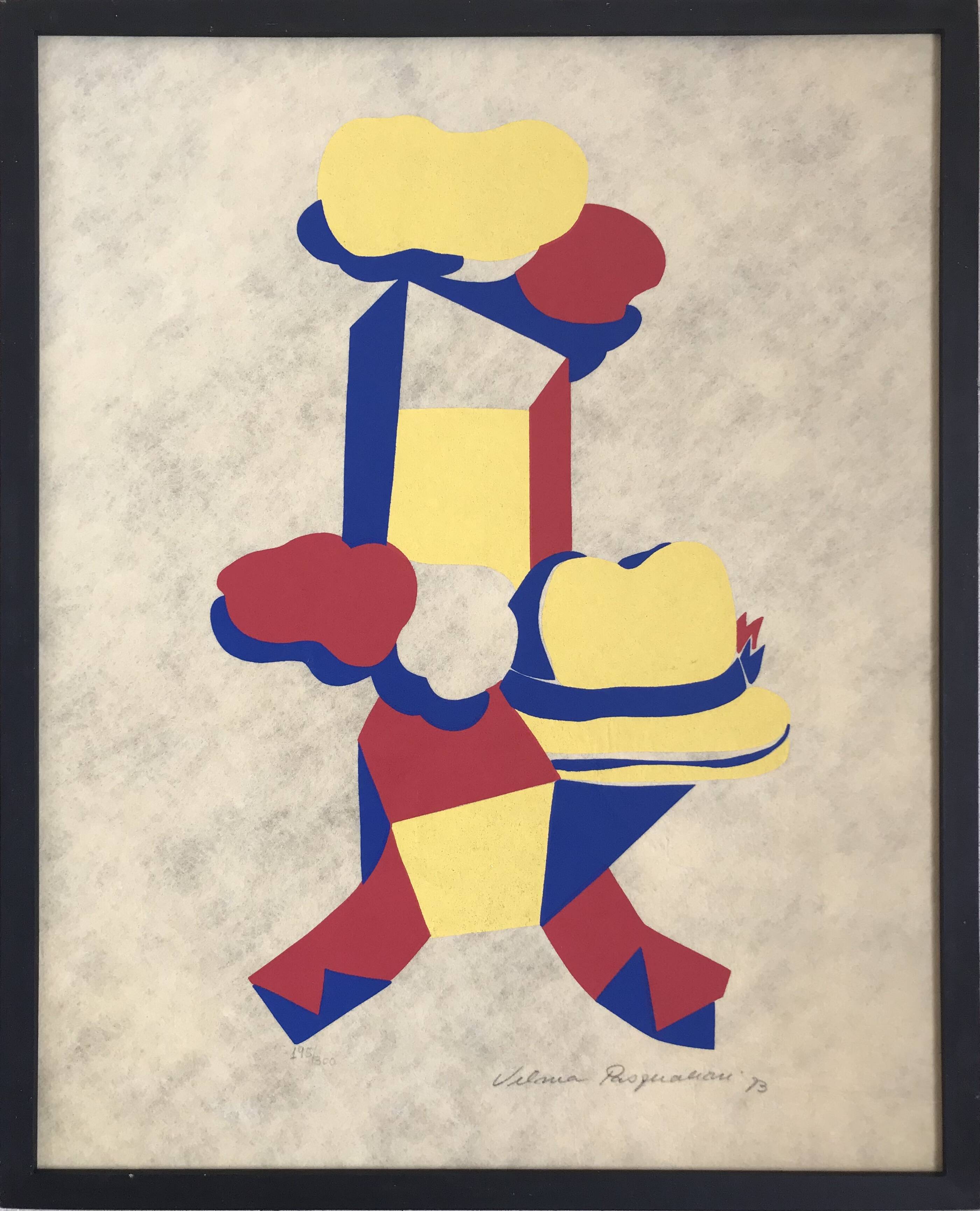 Vilma pasqualini. composition with a hat, 1973. print