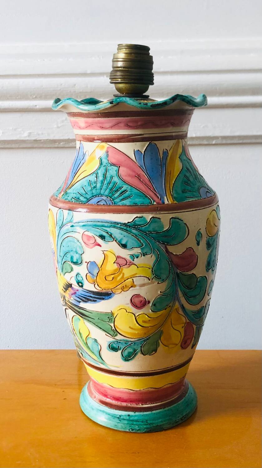Majolica Italy ceramic lamp base