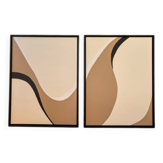 Tableaux diptyque taupe et noir