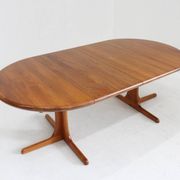 Vintage Danish round extendable dining table solid teak 1960s