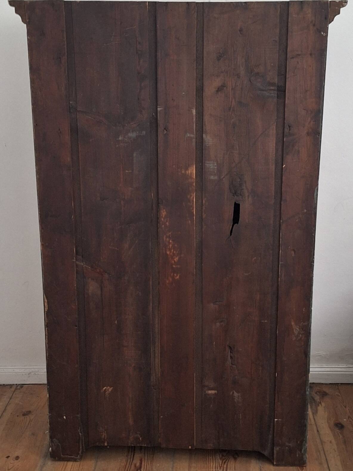 Antique blue hand-painted small Alpine wardrobe, circa 1810-20