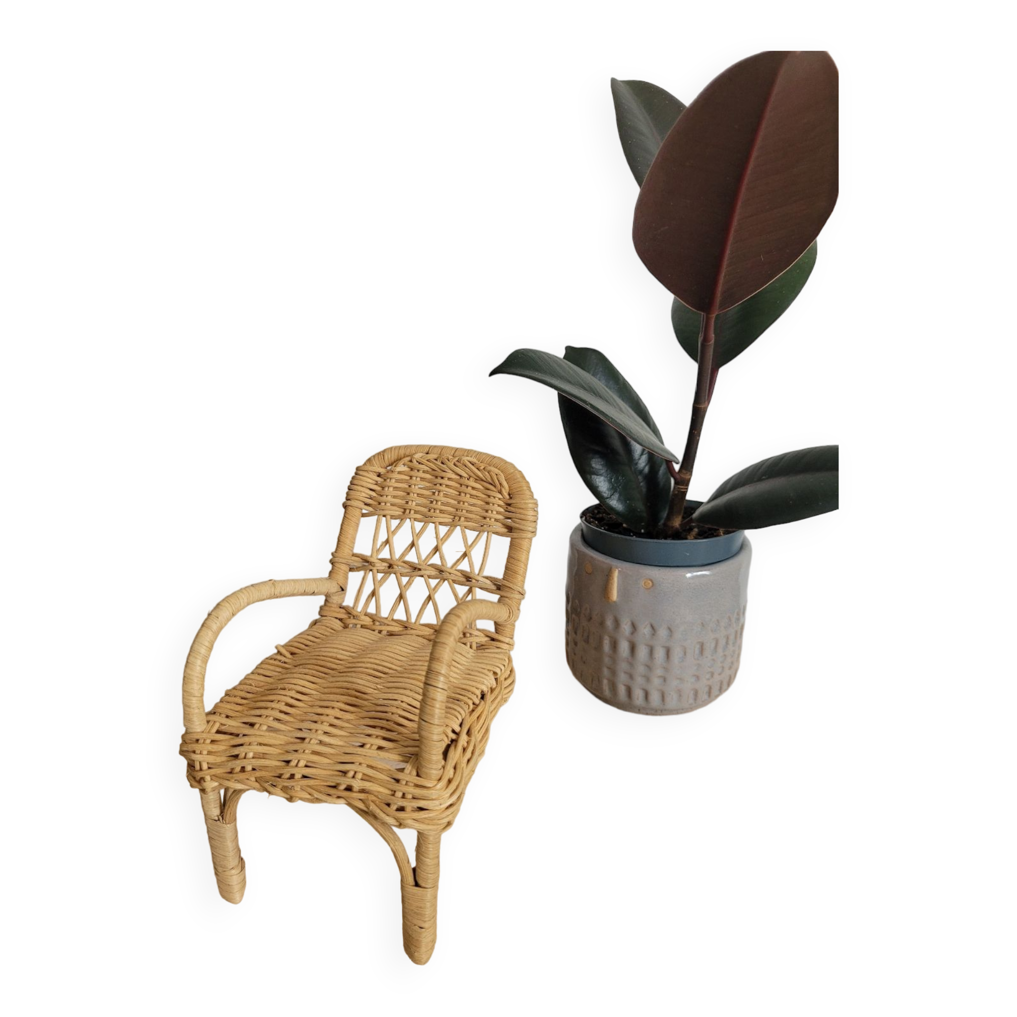 Rattan armchair for dollhouse