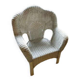 Fauteuil rotin blanc