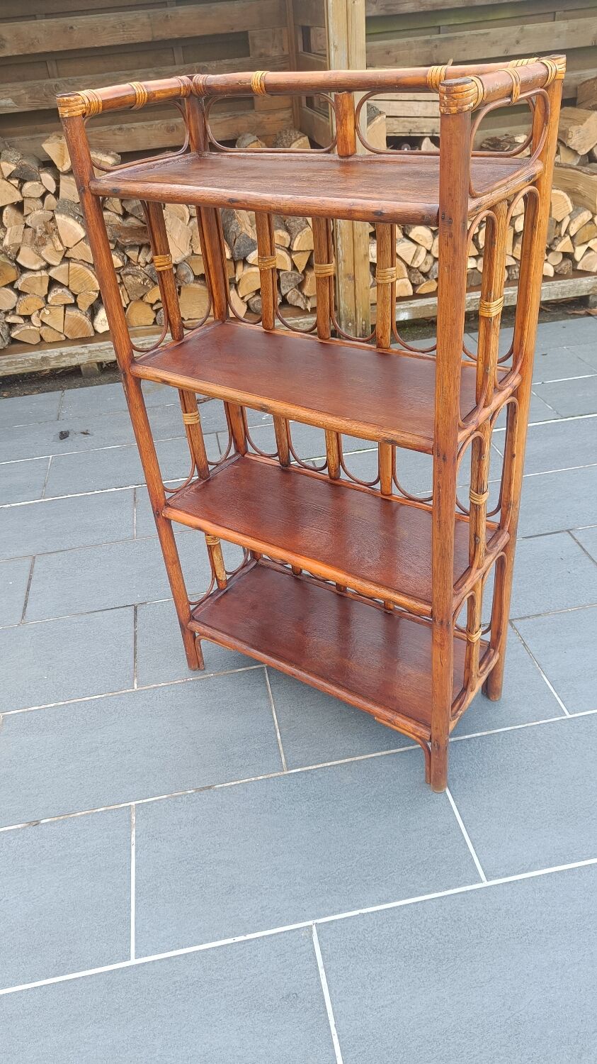 Four-tier rattan shelf