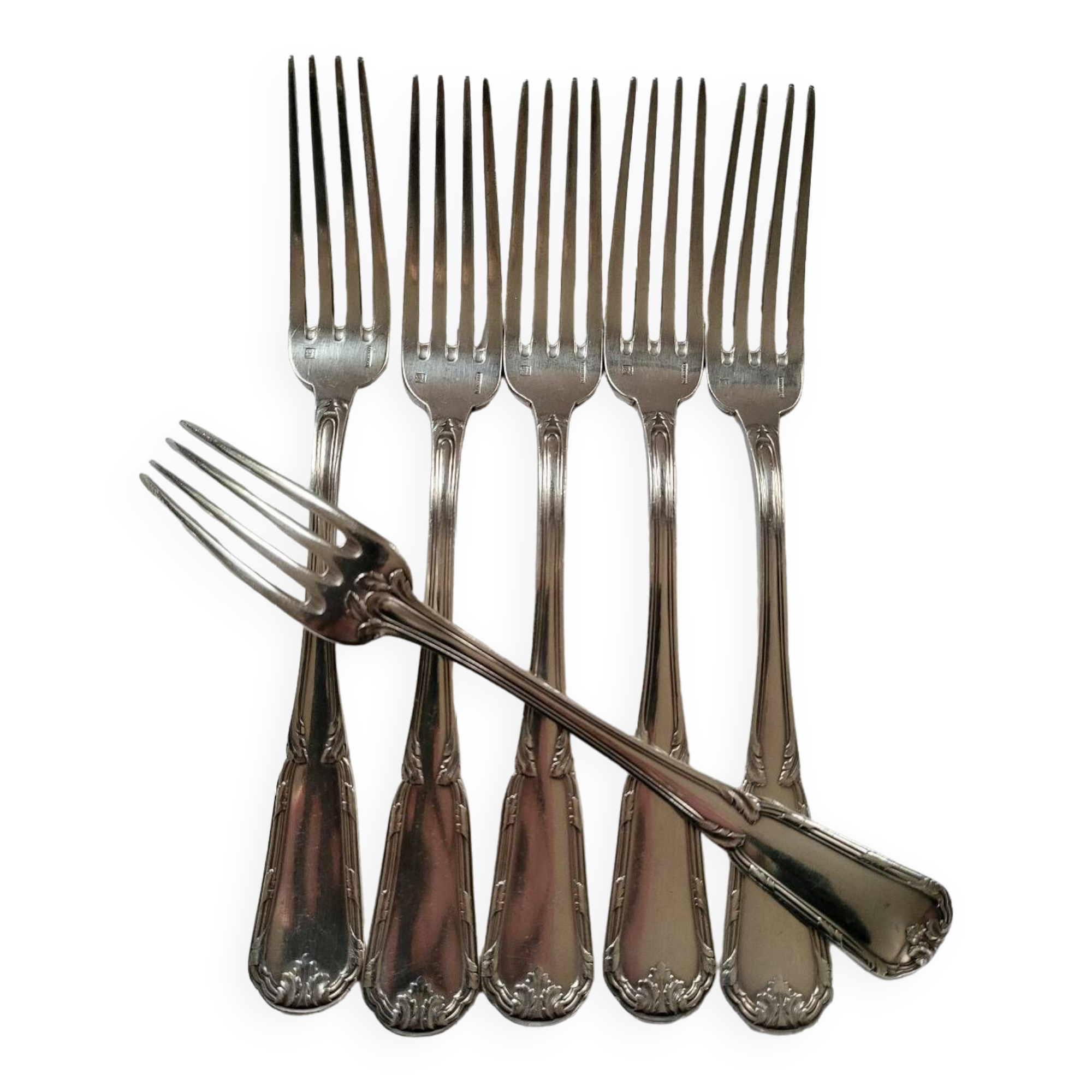 6 Boulenger Silver Metal Table Forks