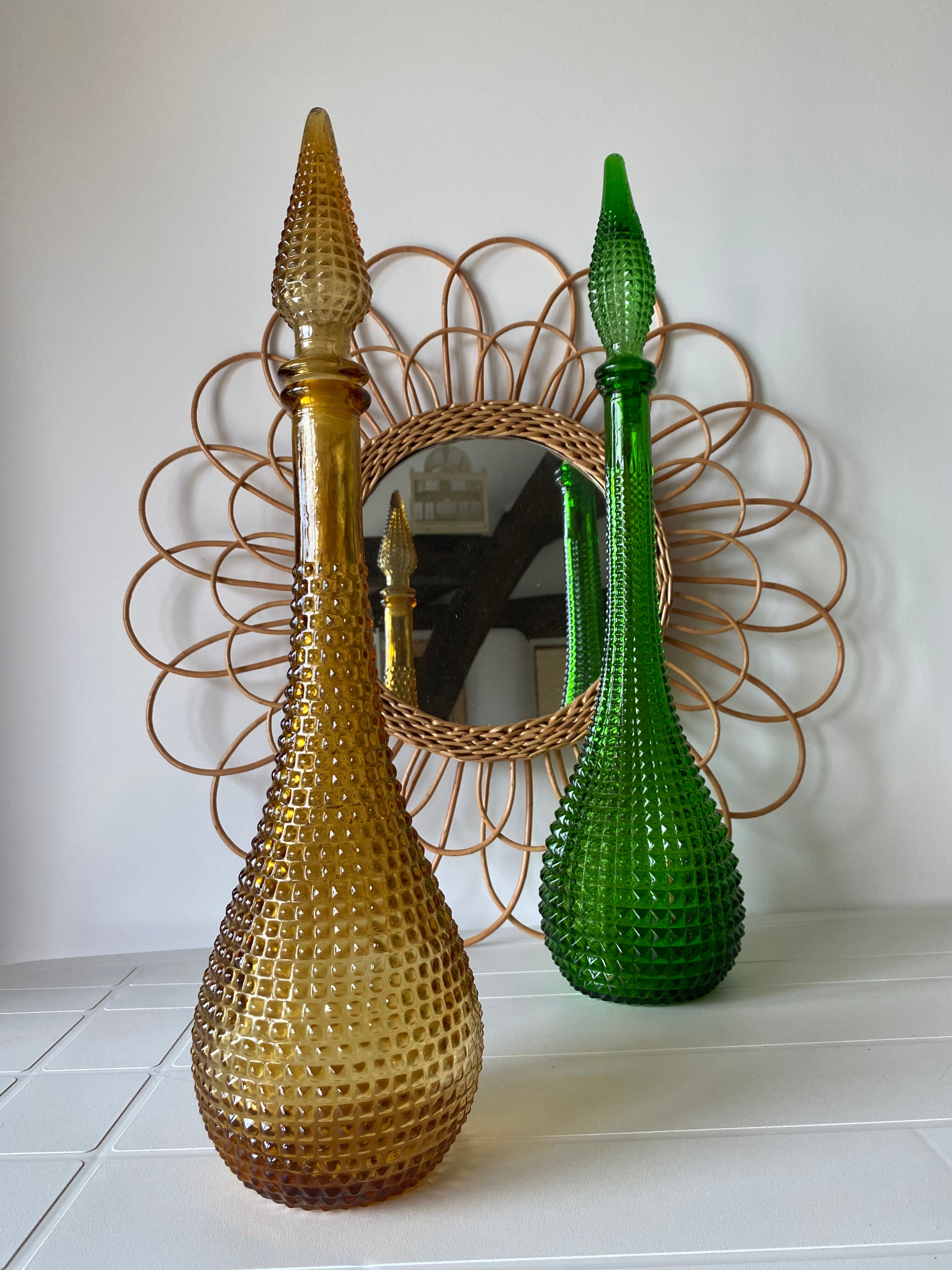 Carafe Empoli amber relief diamond tips