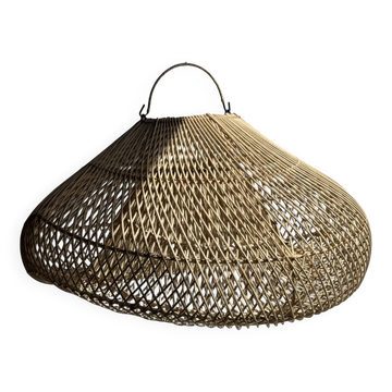 Suspension or rattan lampshade in the shape of a cloud or flattened bubble D60 H35