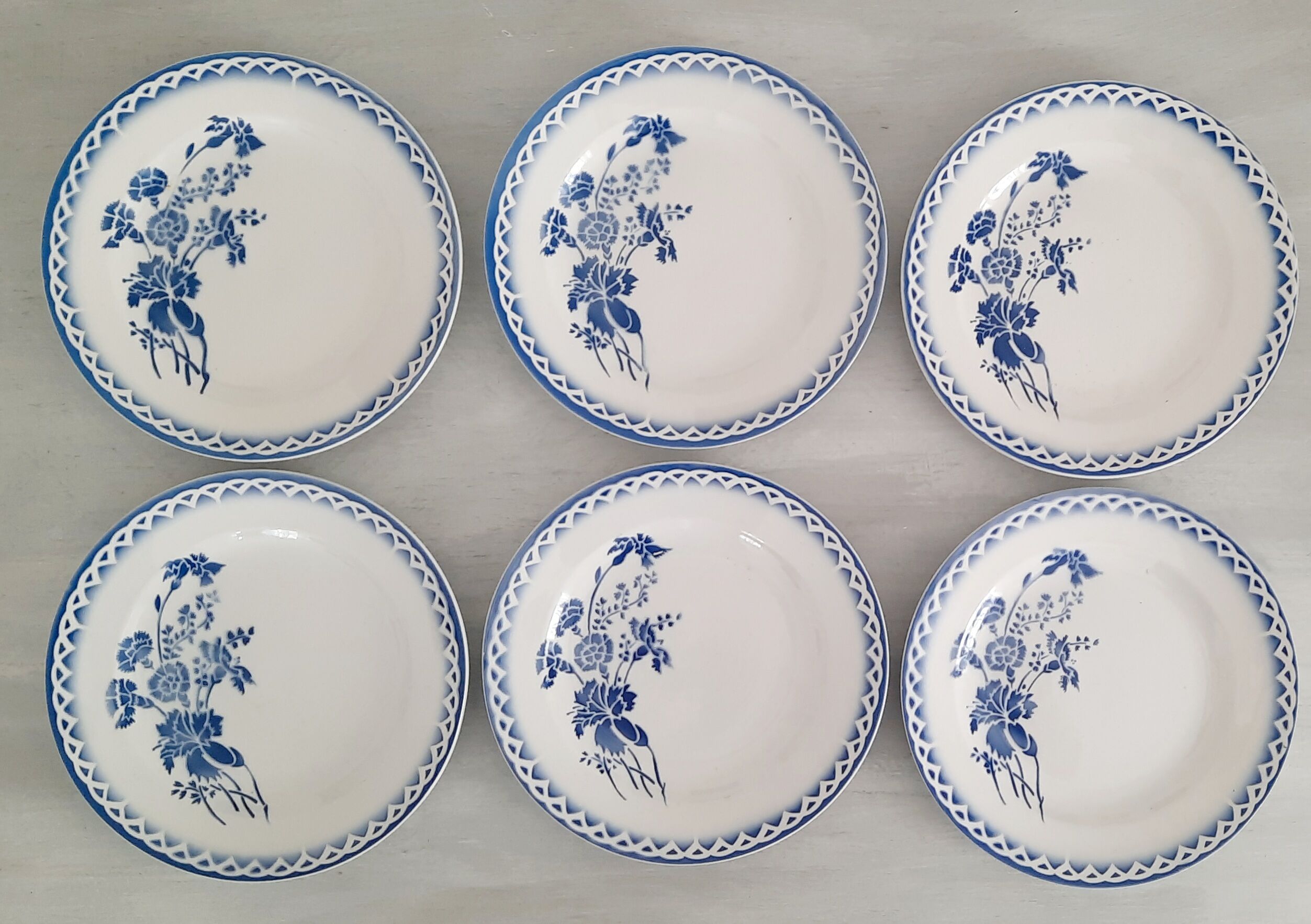 6 plates old earthenware Digoin Sarreguemines model annick vintage