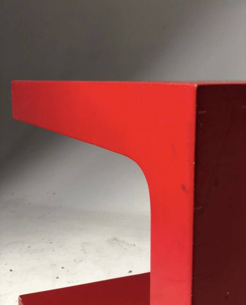 70's red lacquered side table