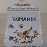 Apothecary pot "Rosemary" in faience of Moustiers