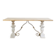 Industrial table with sandblasted top and bleached legs.