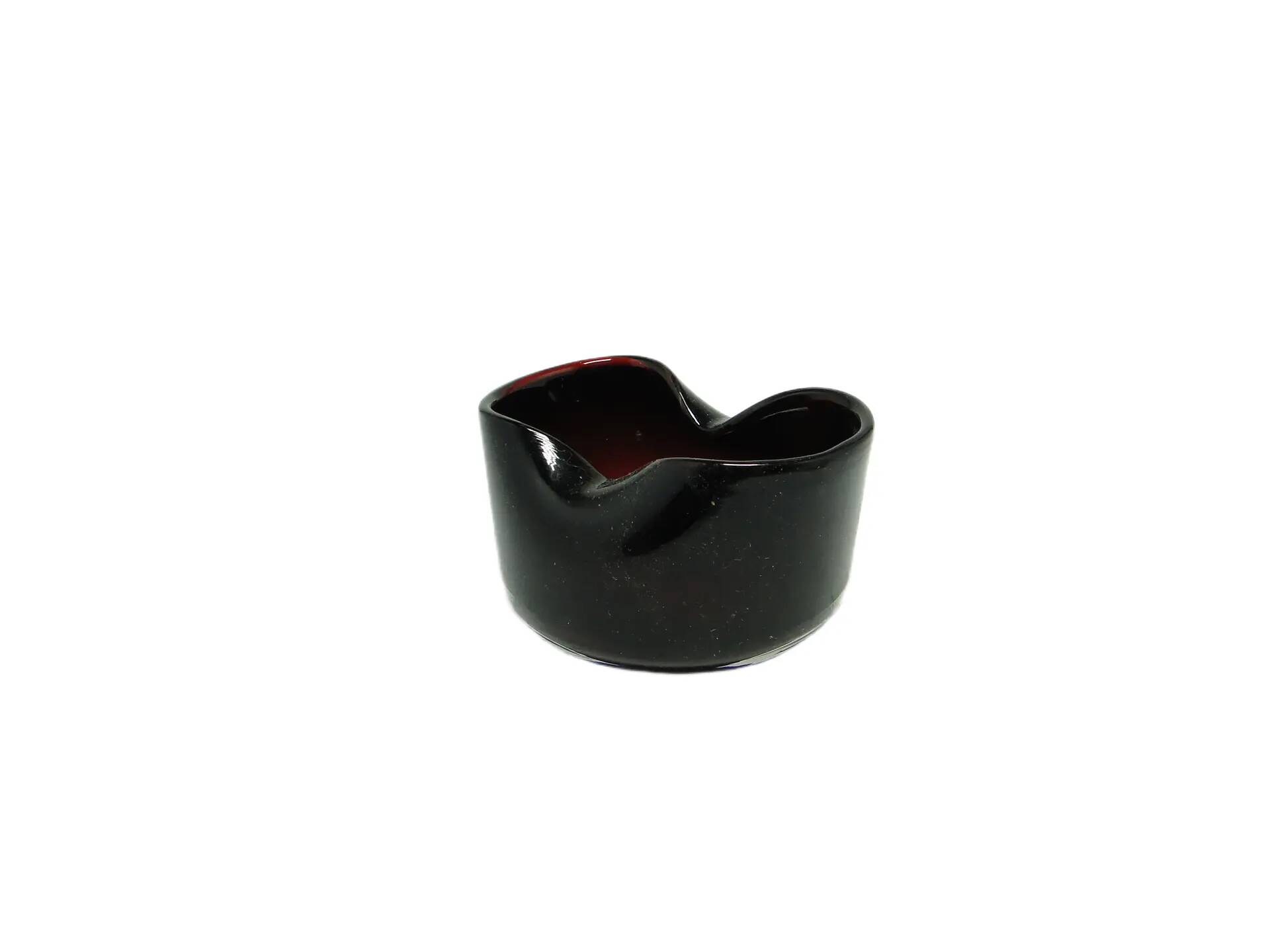 Container, modernism, black glass, Poland, 1970s.