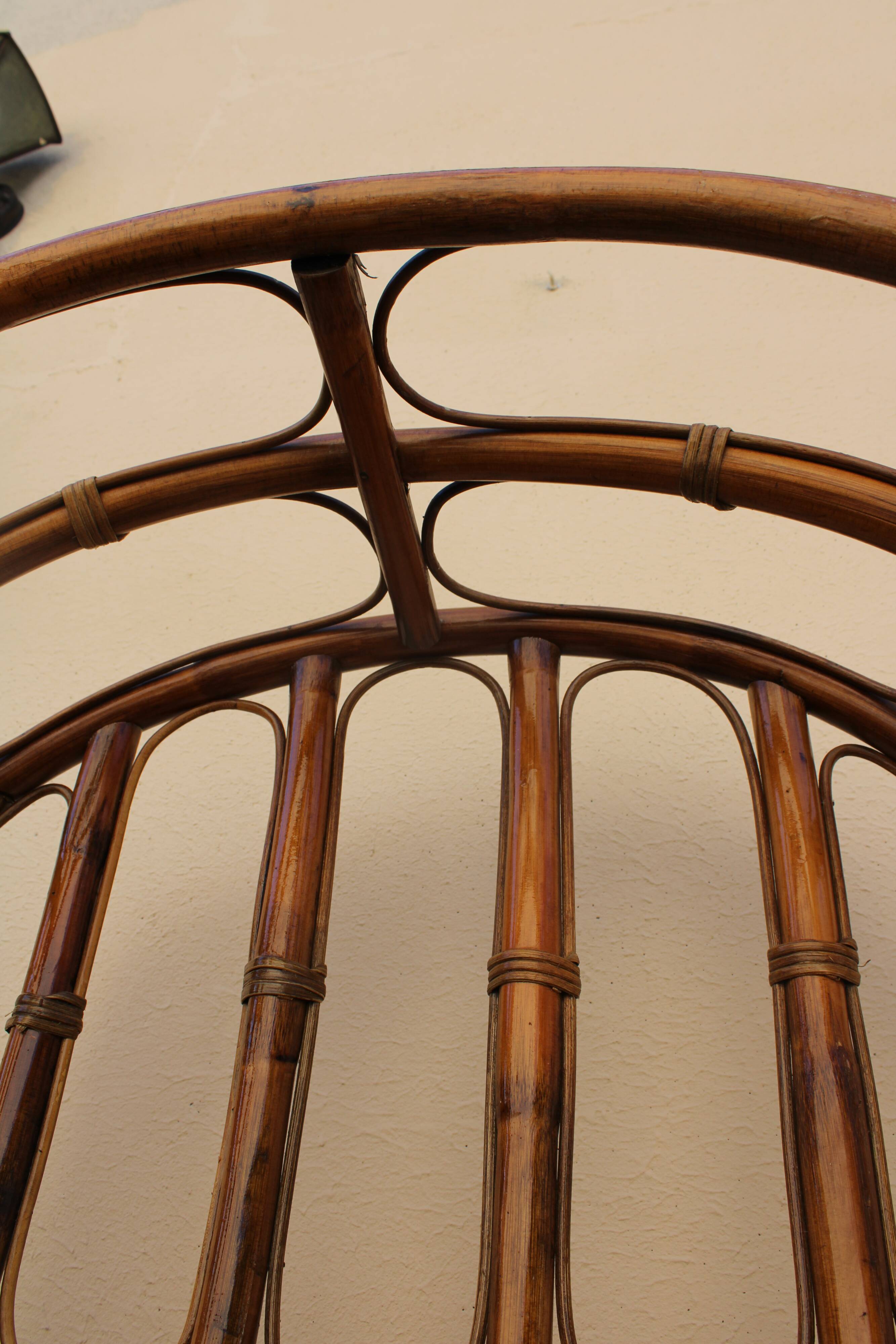 Bookcase in rattan and canning