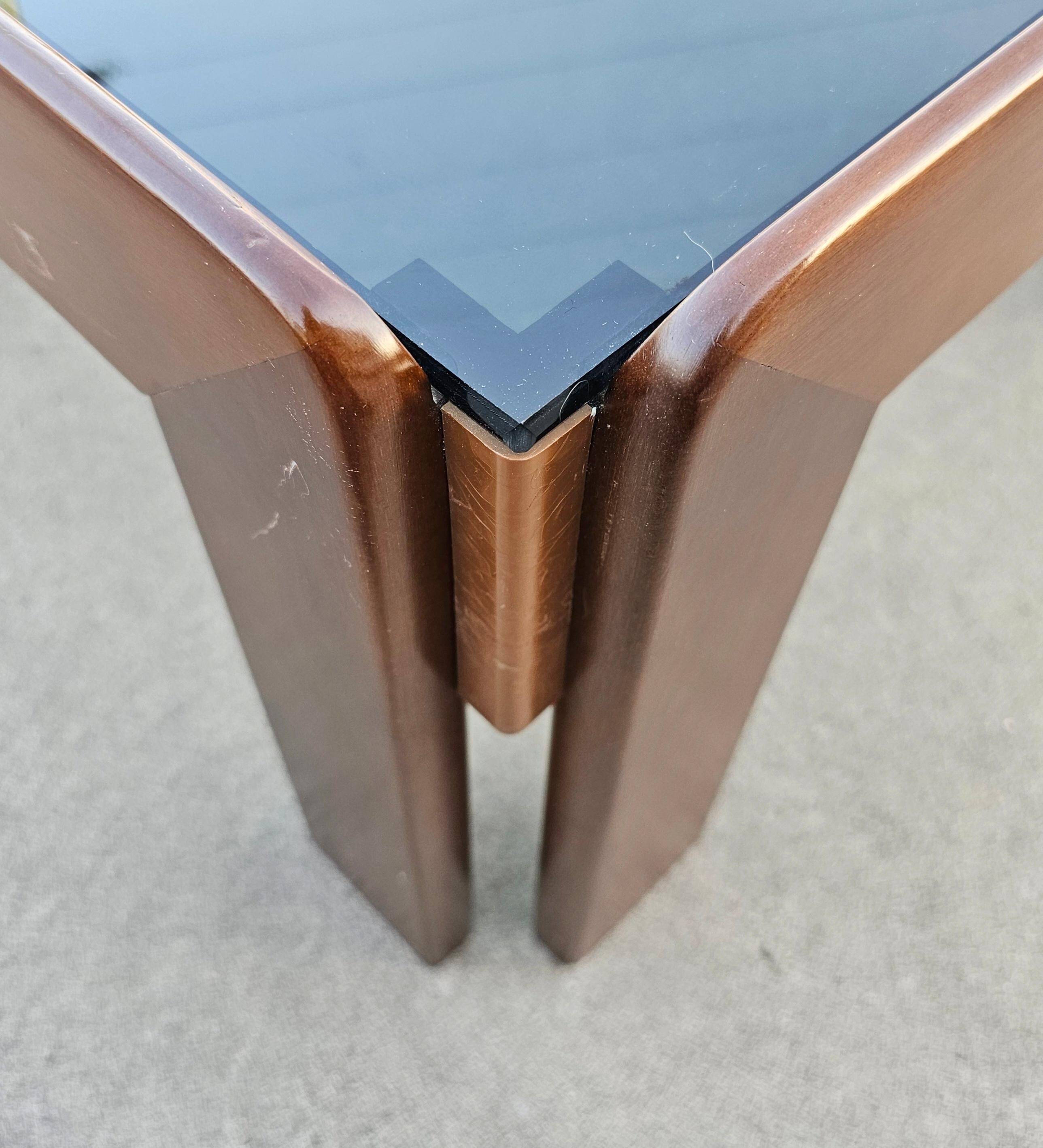 MCM coffee table in walnut and smoked glass by Afra and Tobia Scarpa, 1960s