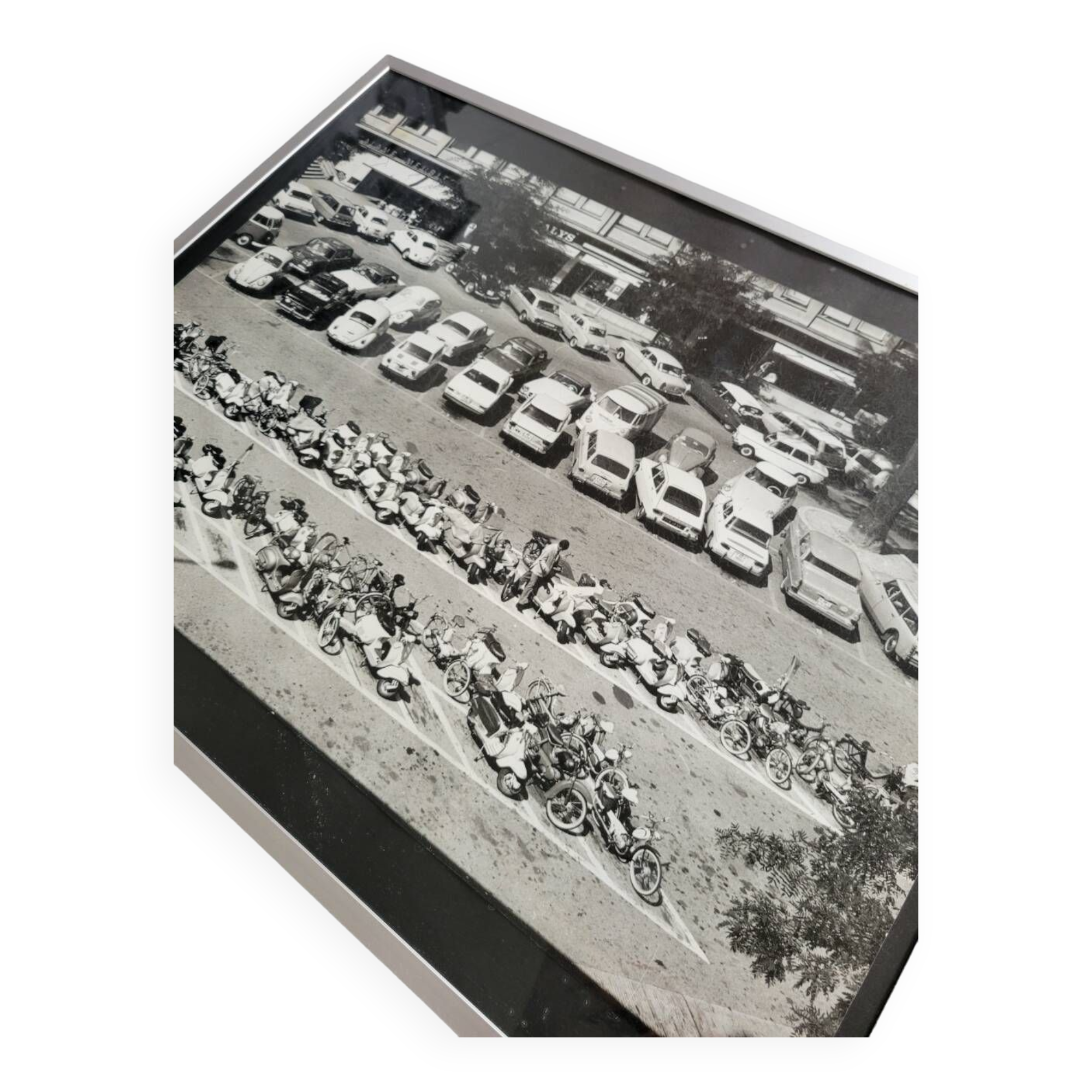 Framed film photograph: cars from the 1950s