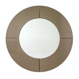 Grand miroir rond fumé italien moderne du milieu du siècle, années 1970