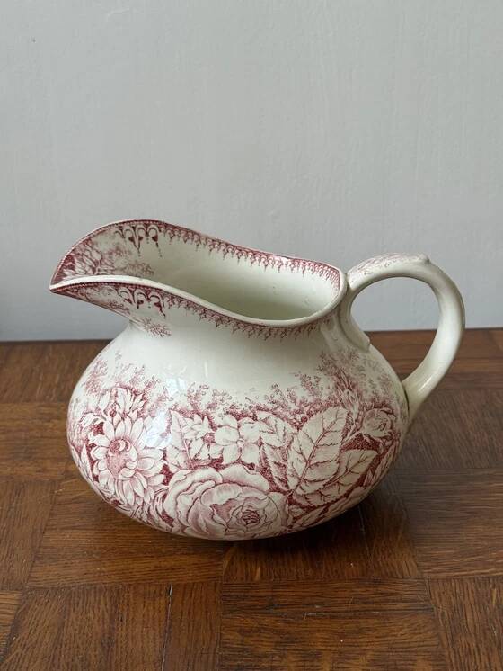 Antique pink ironstone toilet pitcher