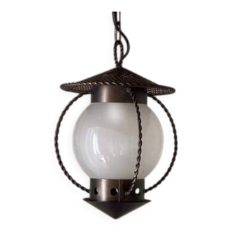 Lantern, perforated metal pendant, Mathieu Matégot style
