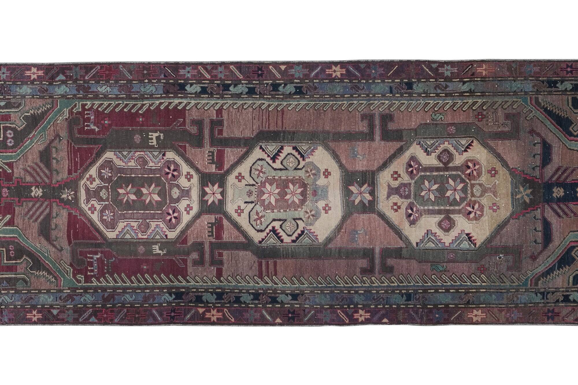Vintage Turkish hallway rug 118x322 cm