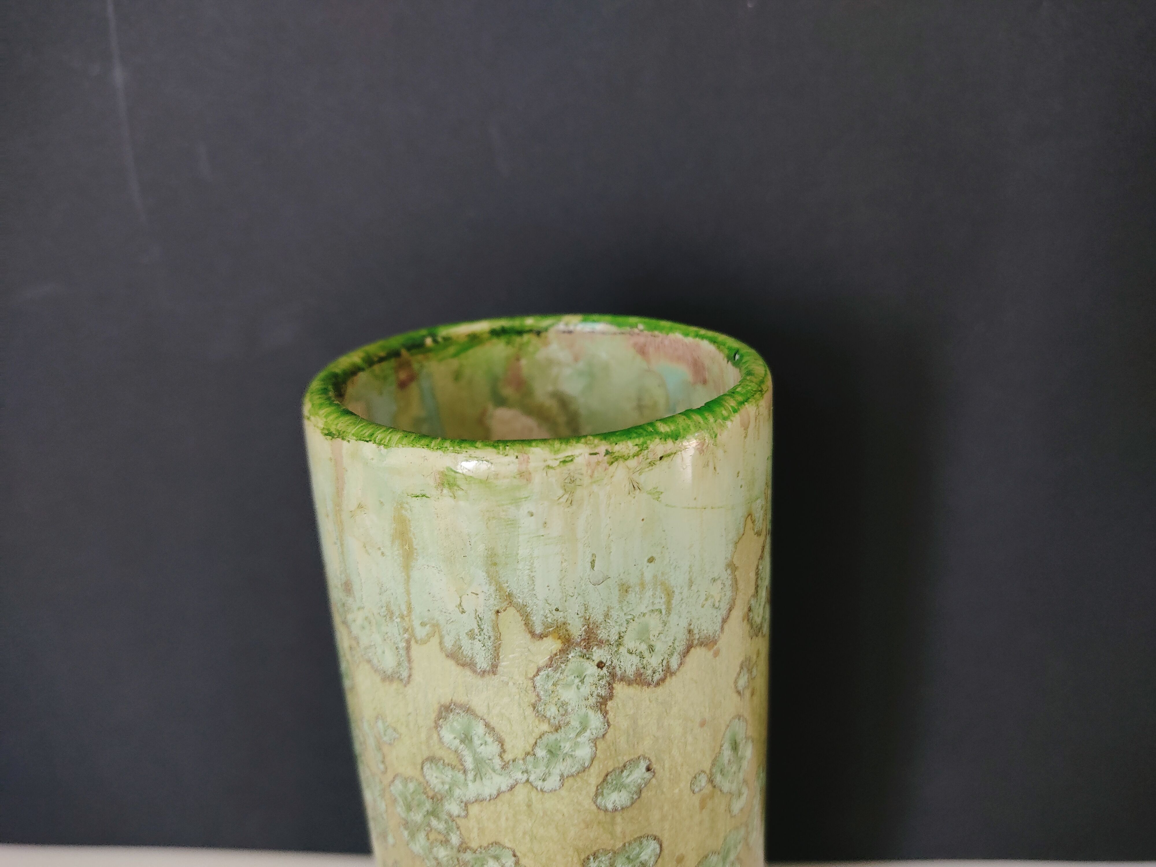 Pale green ceramic roller vase