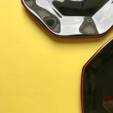 Lot of 12 black and red plates 80s of the style arcoroc collection octime