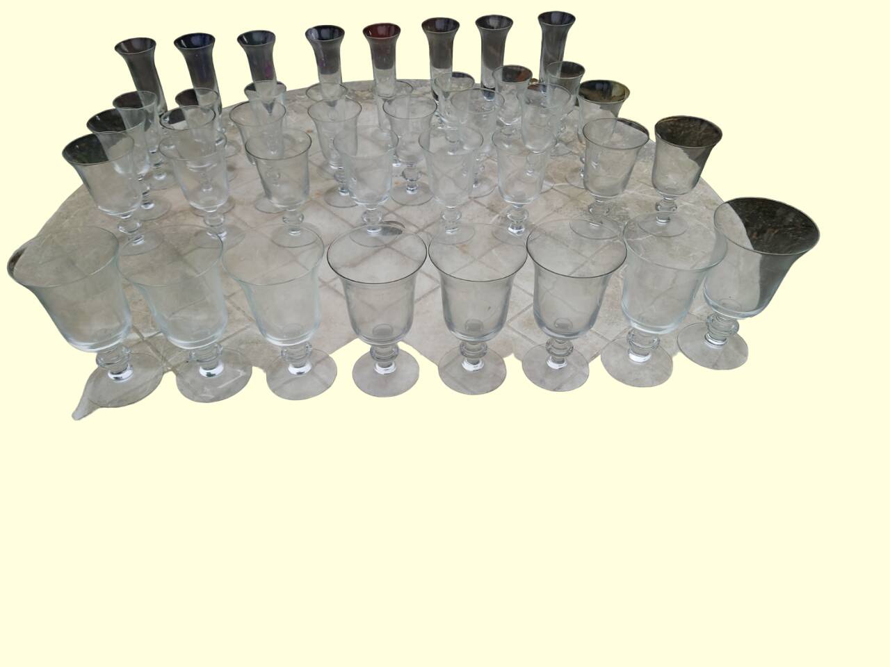 Set of 40 La Rochère Amitier crystal glasses from the 19th century + 8 replacements
