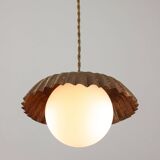 Mid-Century Italian Copper and Opaline Pendant Lamp