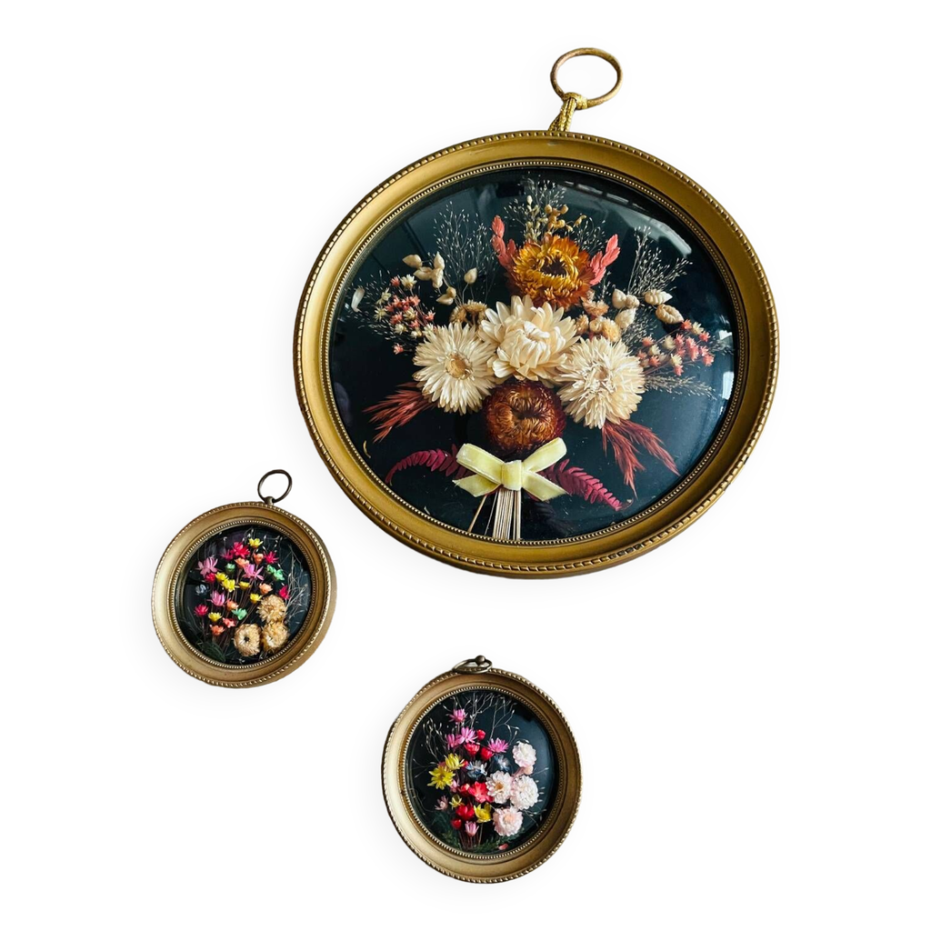 Collier Imposant Vintage En Bakélite - Perles Rondes 3 Couleurs Avec Pendentif Ovale Et Inclusion - Longueur 62 Cm