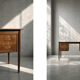 Bureau vintage scandinave moderne en teck des années 1960 avec tiroirs.
