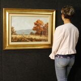 Signed and dated landscape painting oil on canvas