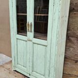Ancienne armoire vitrée Art déco en teck birman