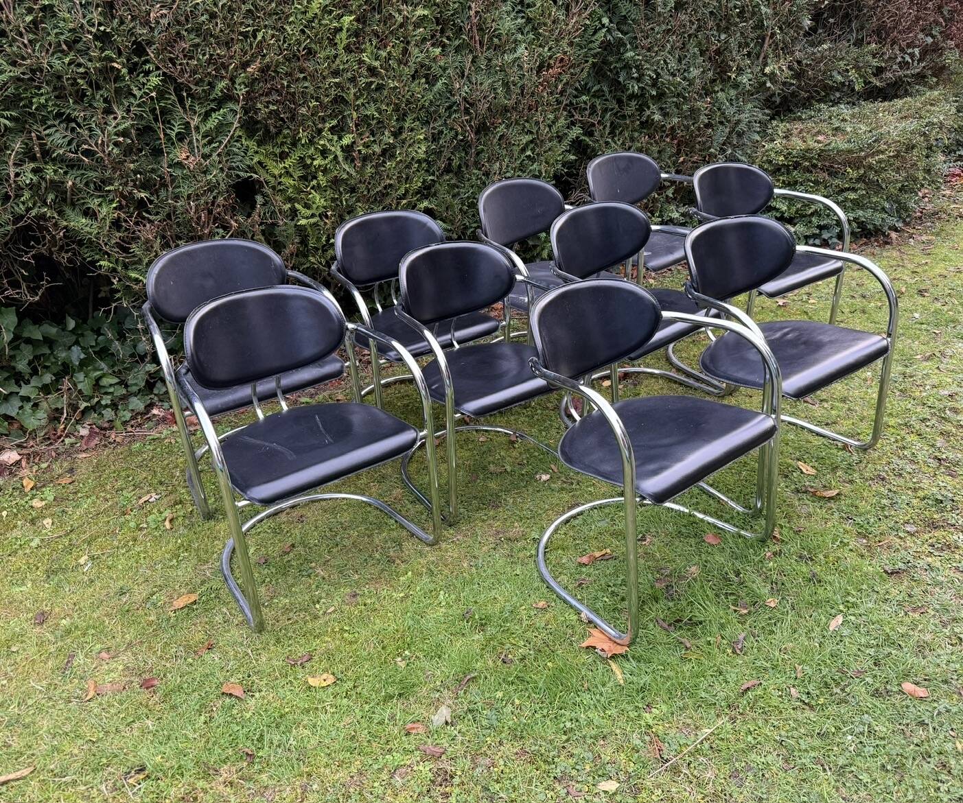 Set of 10 Italian design chairs from the 1970s by Effezeta