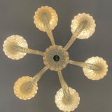 Venetian chandelier in colorless murano glass blown pressed and molded around 1950