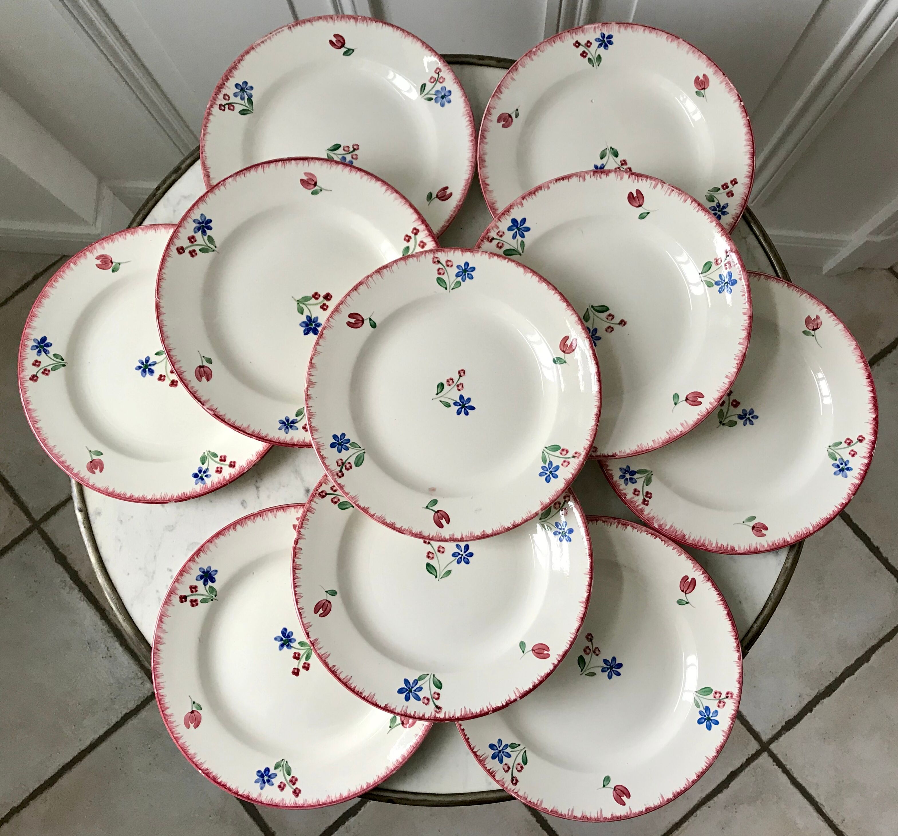 Set of 10 dessert plates badonviller model "dany" years 30-40