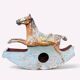 Ancien Cheval À Bascule XIXe Siècle En Bois Et Papier Mâché Peint