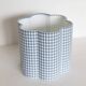 Table lamp, turned wooden base from the 1960s and sky blue gingham shade.