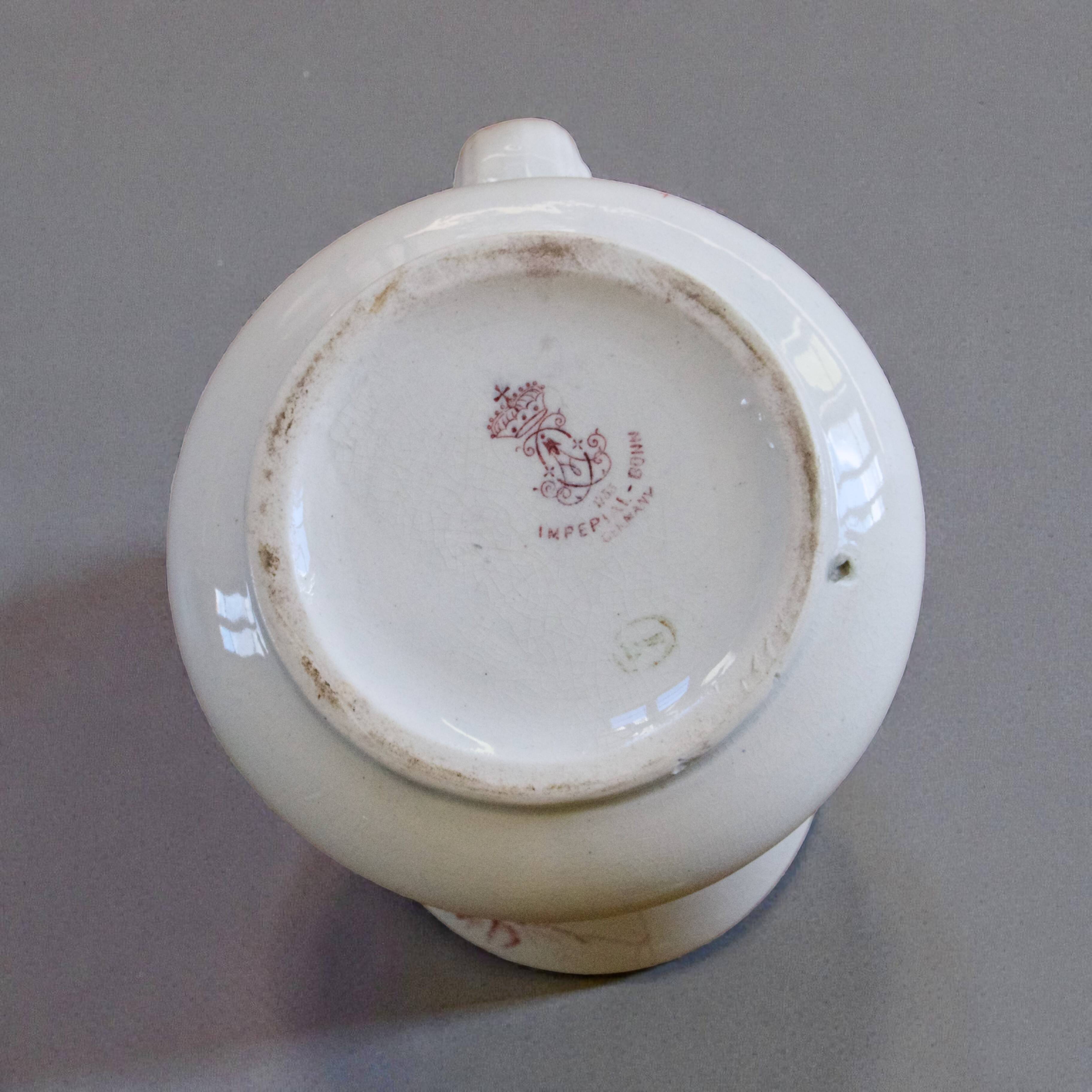 Large antique toilet bowl from the 19th century, pink ironstone, Imperial Bonn.